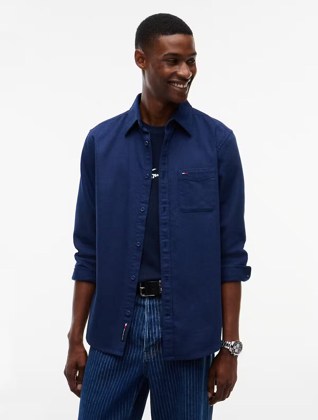 Tommy Jeans Regular Fit Flannel Shirt in Dark Blue