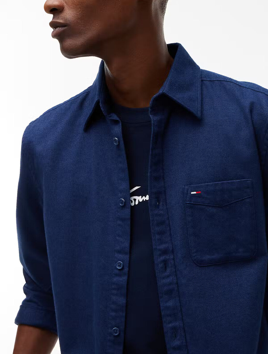 Tommy Jeans Regular Fit Flannel Shirt in Dark Blue