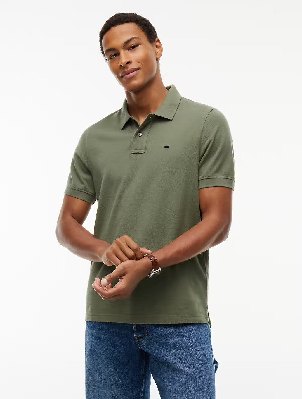 Tommy Jeans Regular Fit Polo Shirt in Khaki