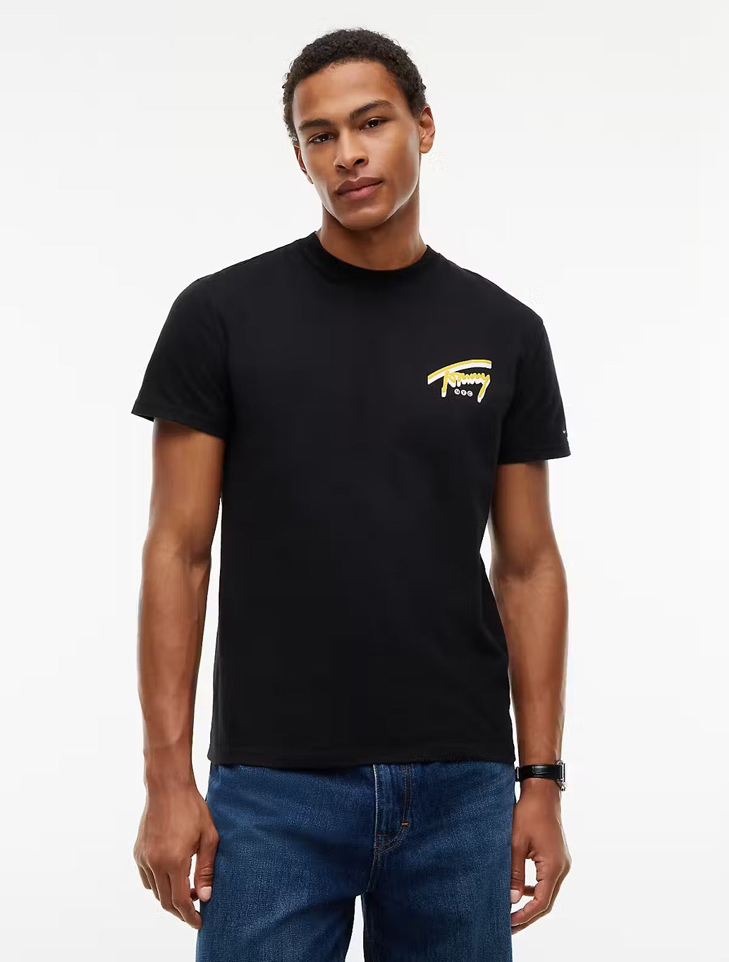 Tommy Jeans Signature Back Logo Jersey T-Shirt in Black