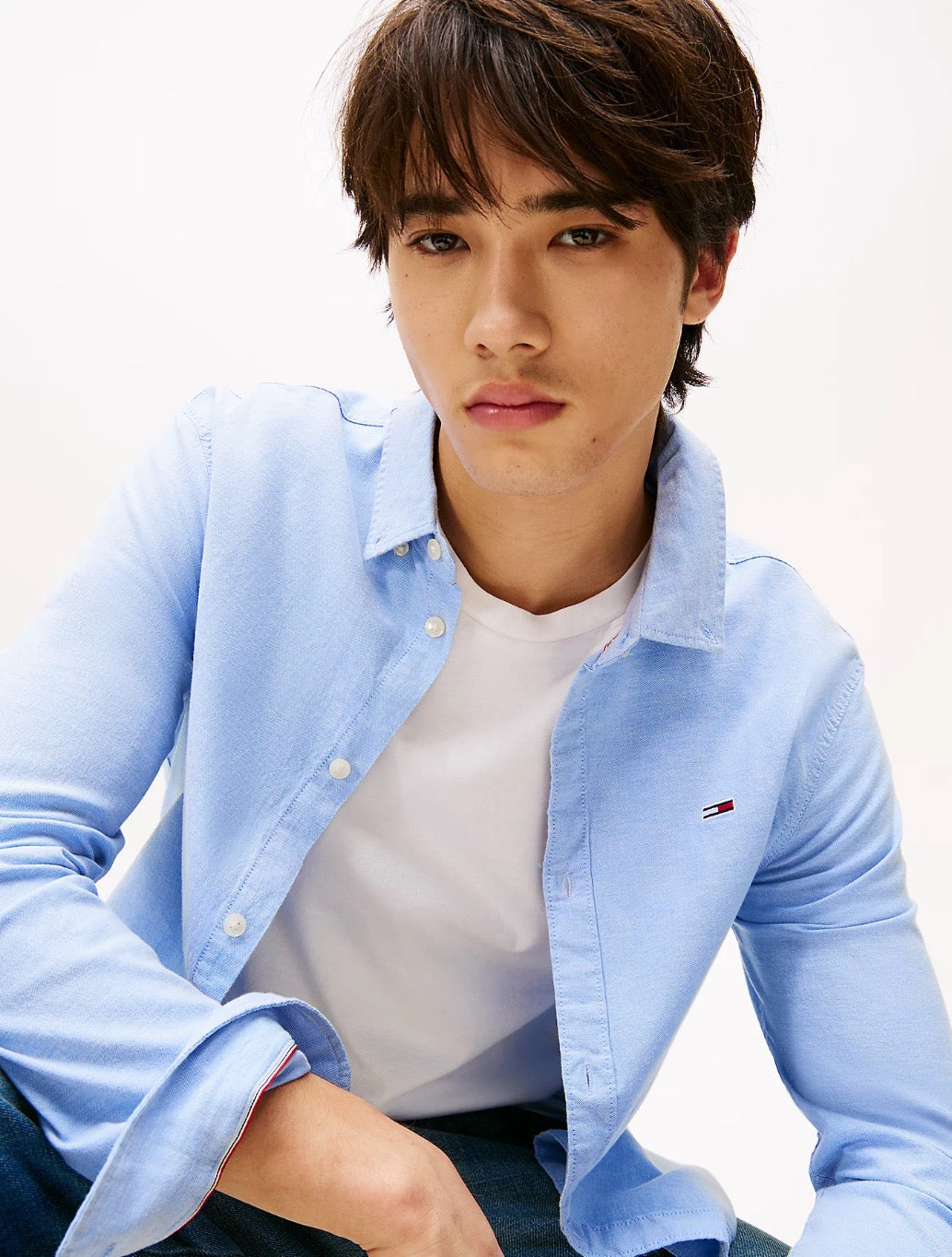 Tommy Jeans - Stretch Oxford Cotton Slim Fit Shirt - Light Blue