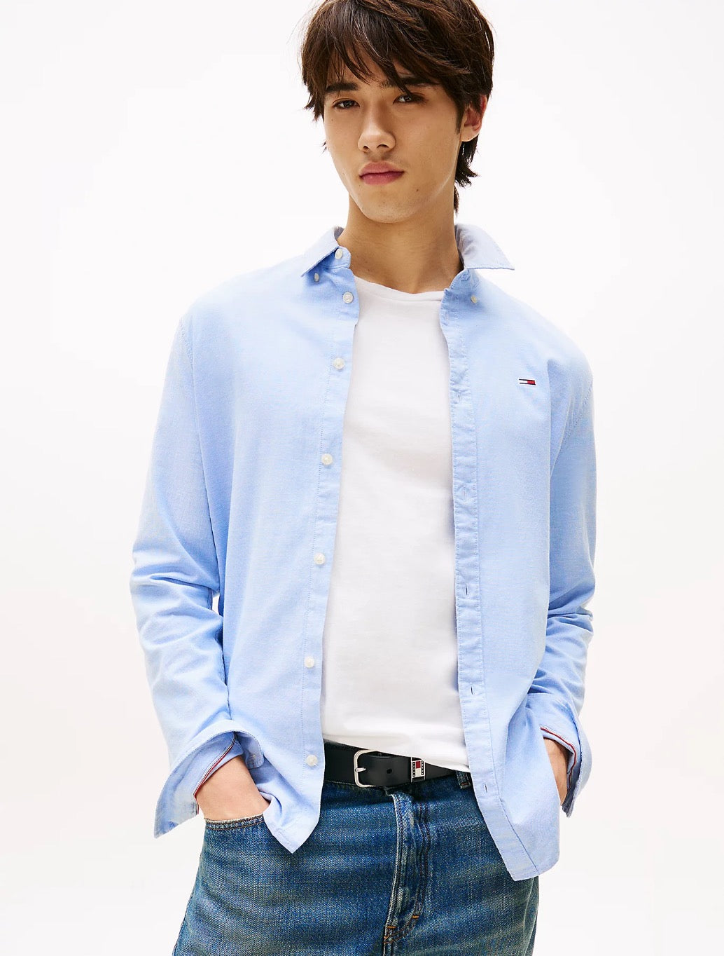 Tommy Jeans - Stretch Oxford Cotton Slim Fit Shirt - Light Blue