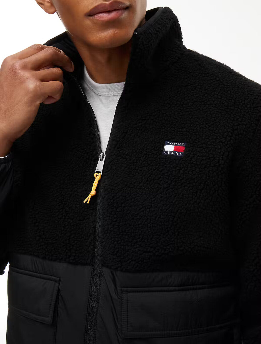 Tommy Jeans Teddy Fleece Jacket in Black