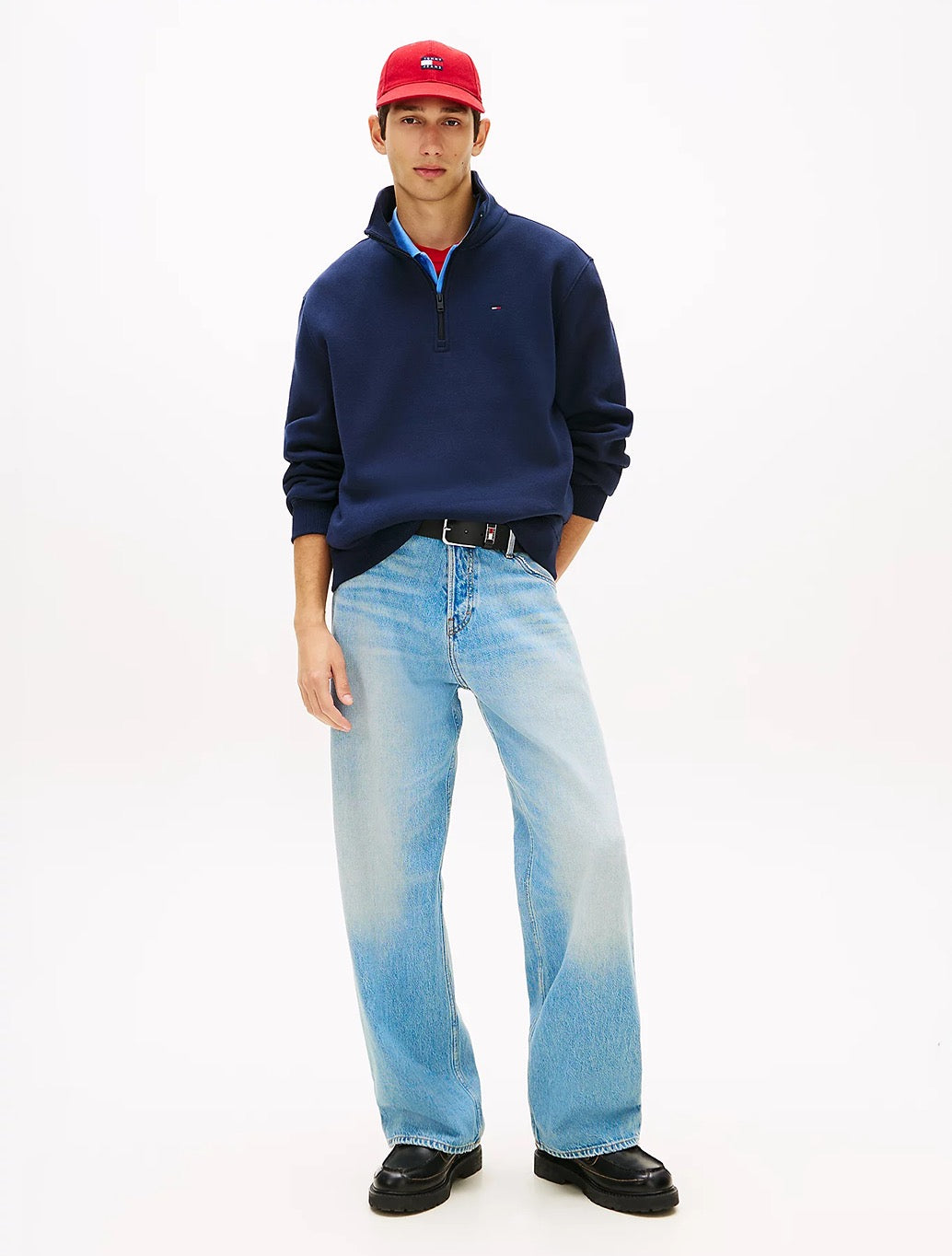 Tommy Jeans - Tommy Flag Fleece Quarter-Zip Jumper - Navy