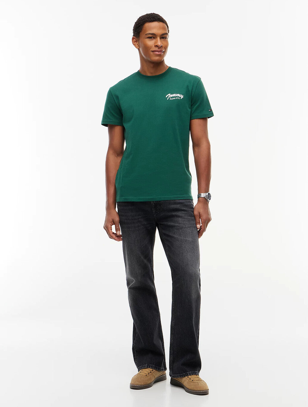 Tommy Jeans Script Back Print T-Shirt in Green