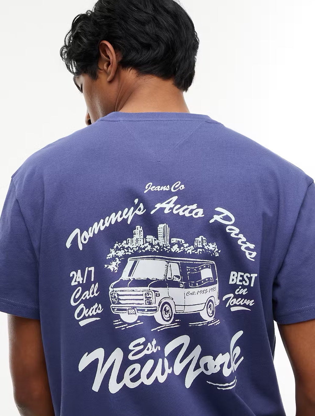 Tommy Jeans Auto Parts Back Print T-Shirt in Dark Blue