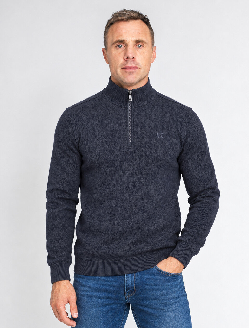 XV Kings Arctic Wolves Quarter Zip Knit in Admiral