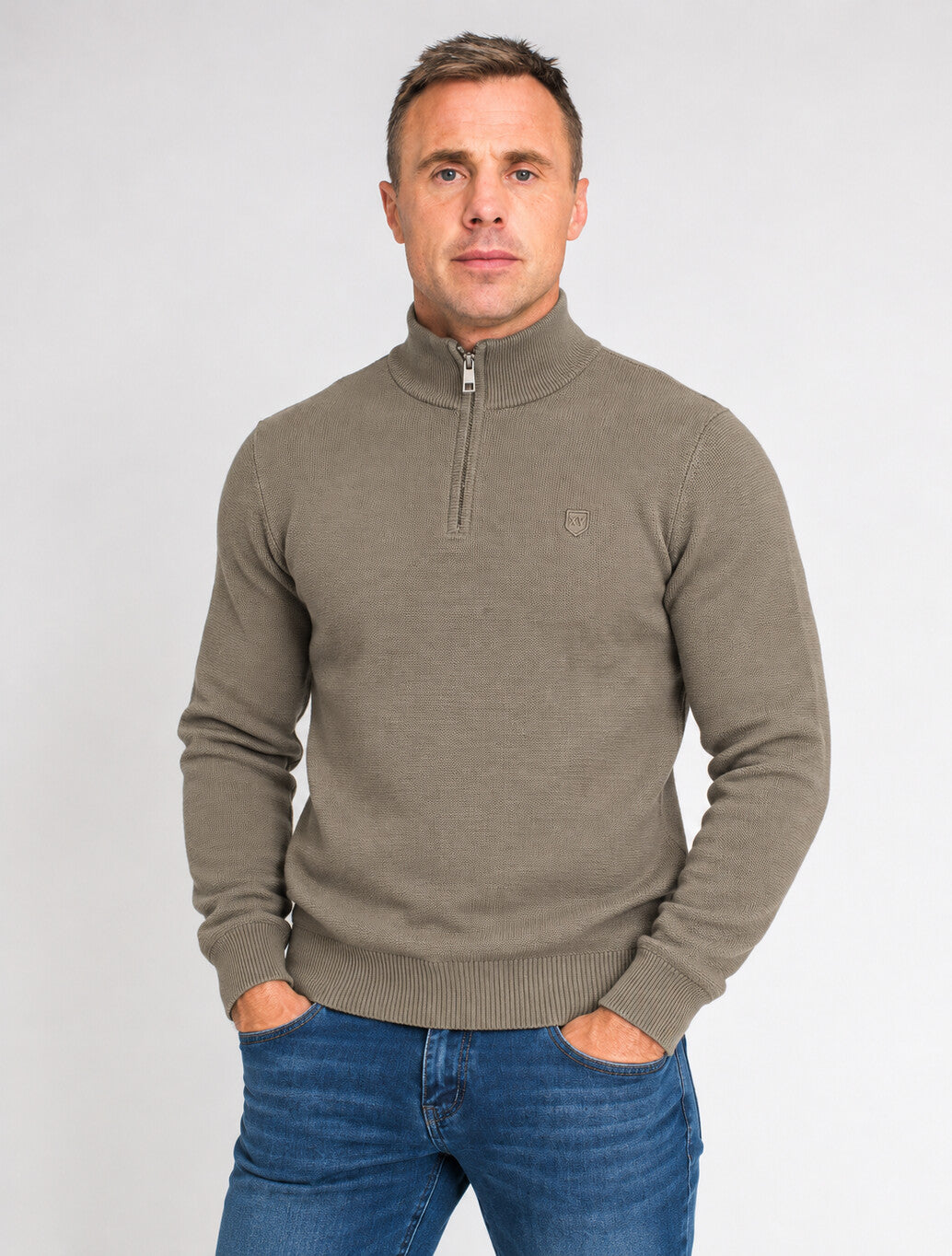XV Kings Arctic Wolves Quarter Zip Knit in Envy