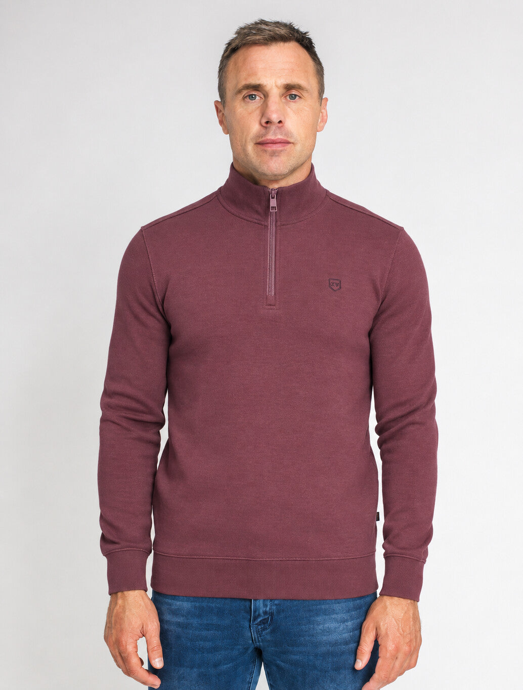 XV Kings Arctic Wolves Quarter Zip Knit in Plummed