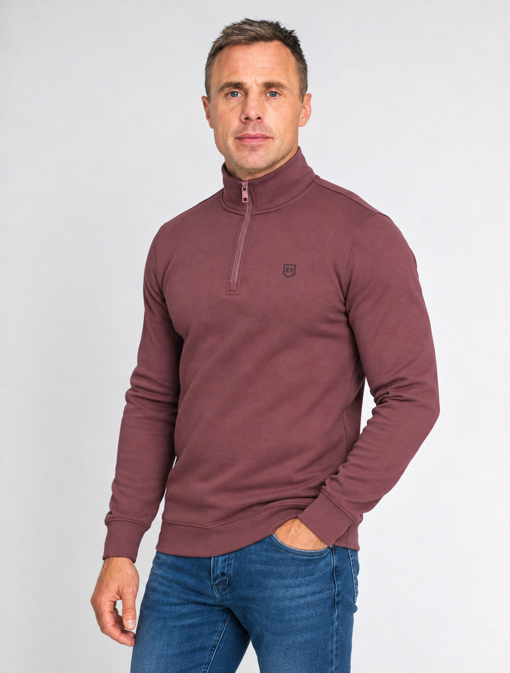 XV Kings Kilgrove Quarter Zip Sweatshirt in Plummed