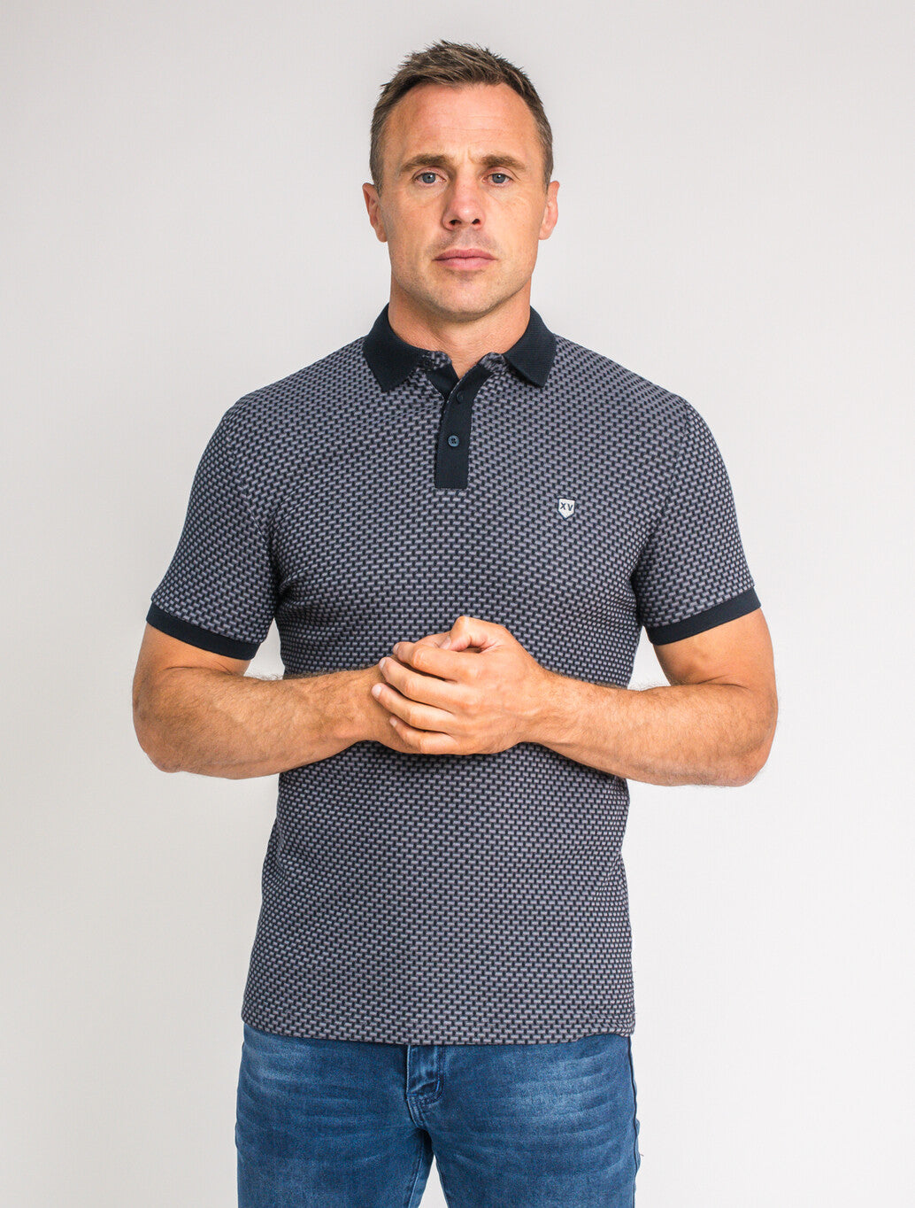XV Kings Mystique Textured Polo Shirt in Admiral Block