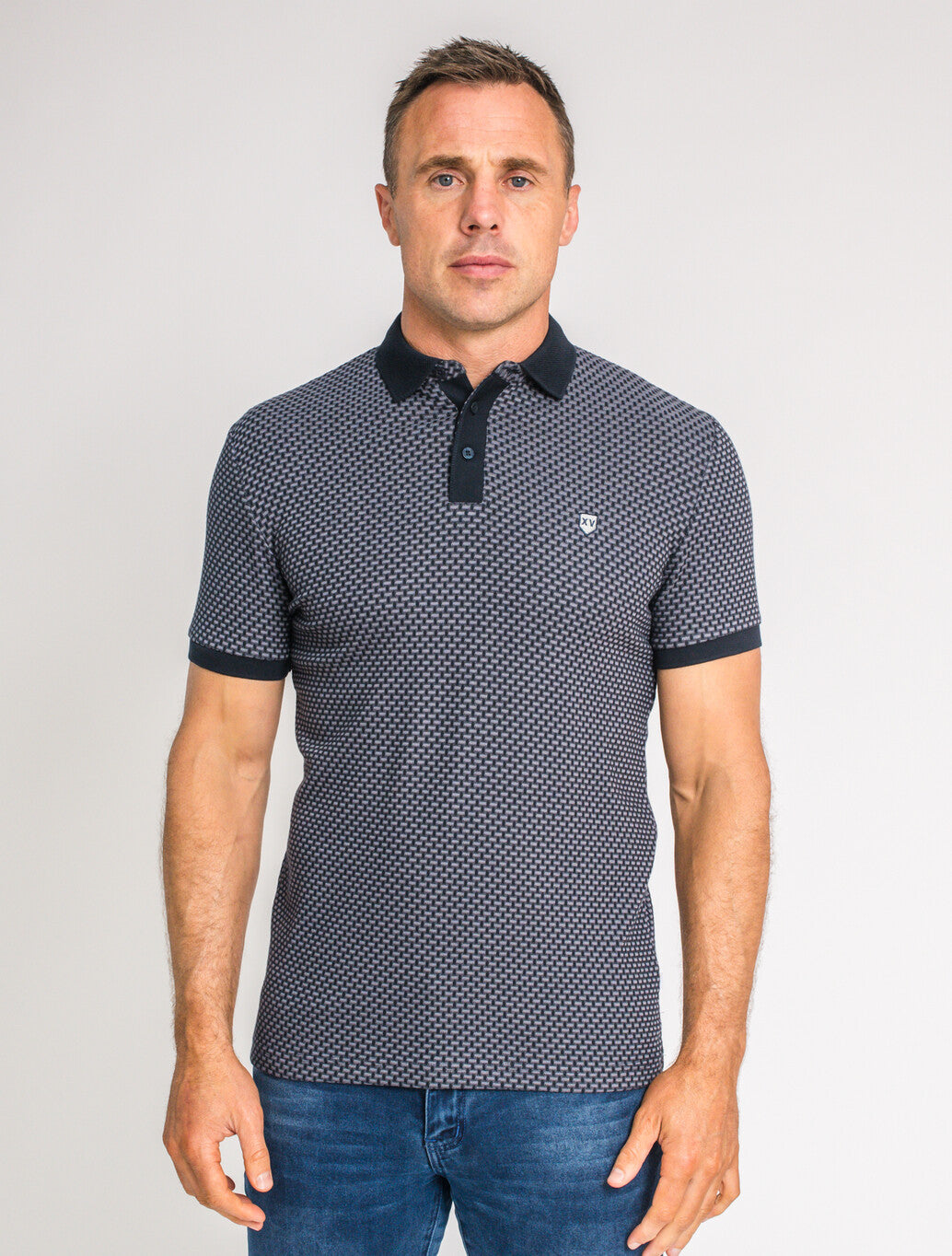 XV Kings Mystique Textured Polo Shirt in Admiral Block