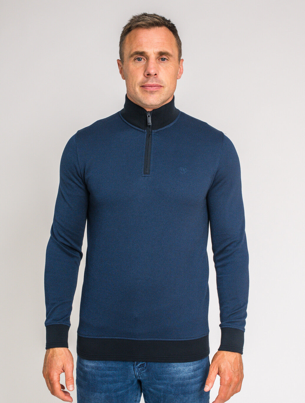 XV Kings Ravens Quarter Zip Sweatshirt in Classic Navy Dash