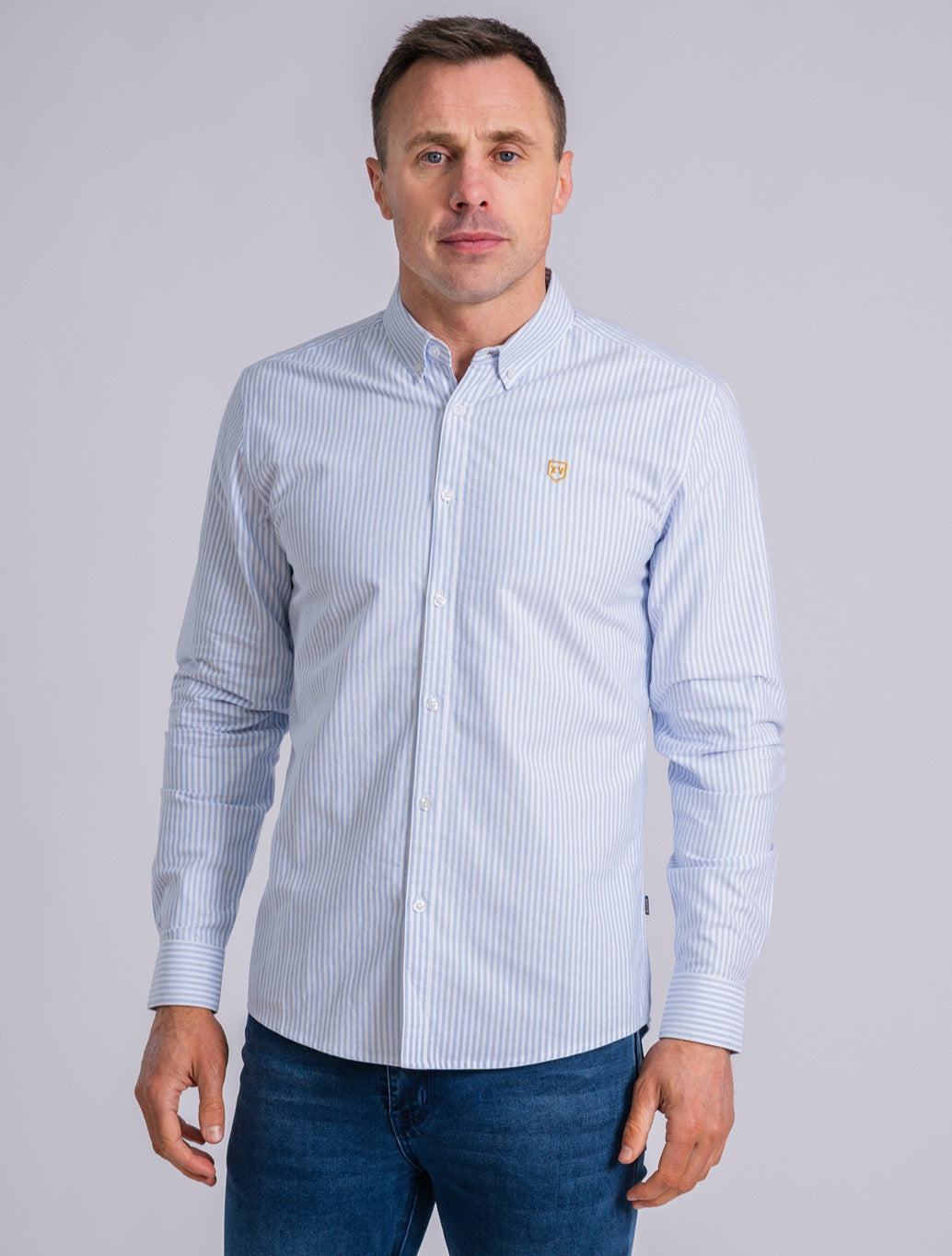 XV Kings Southland Stripe Cotton Shirt in Blue Stripe