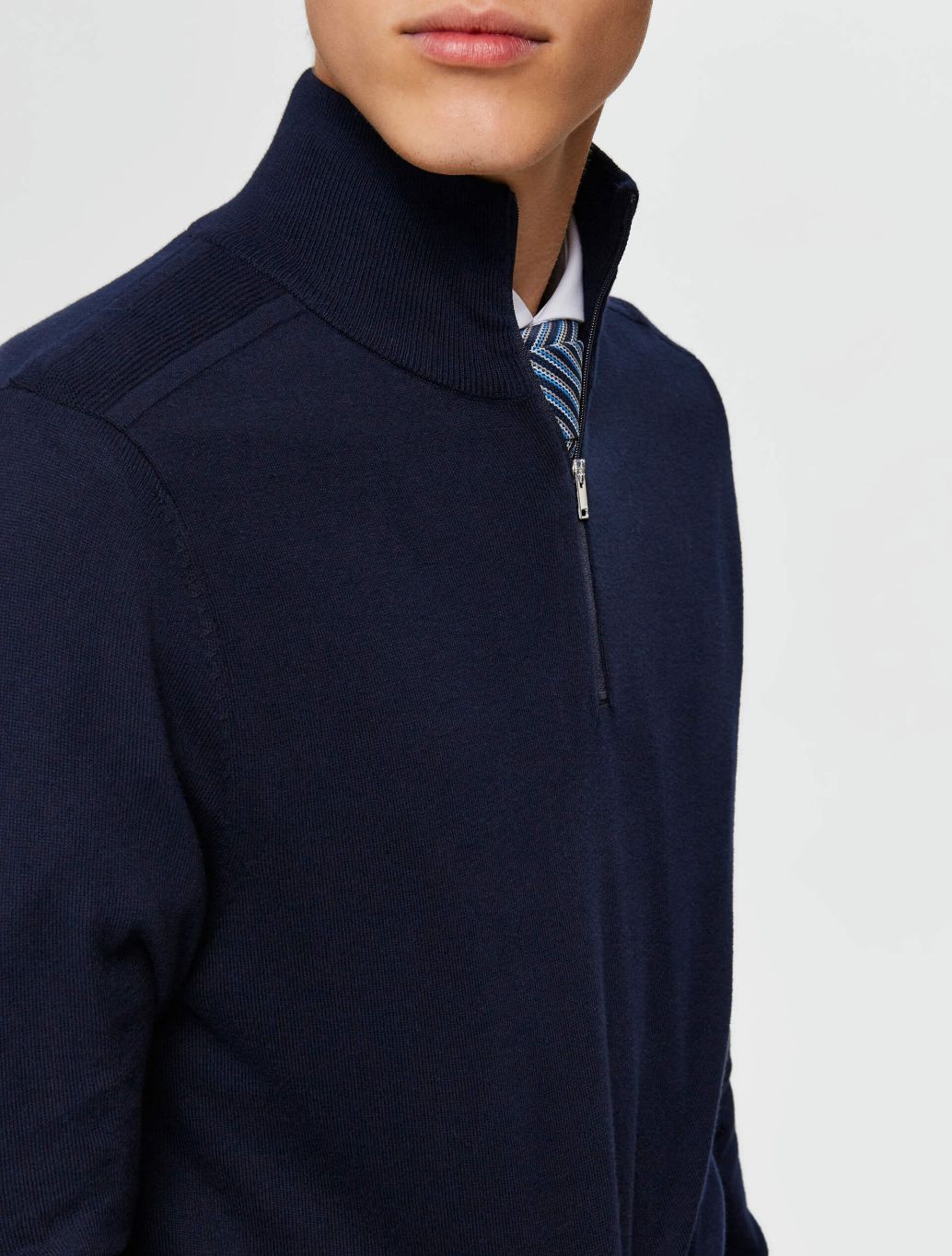 Selected - Berg Zip Knit - Navy