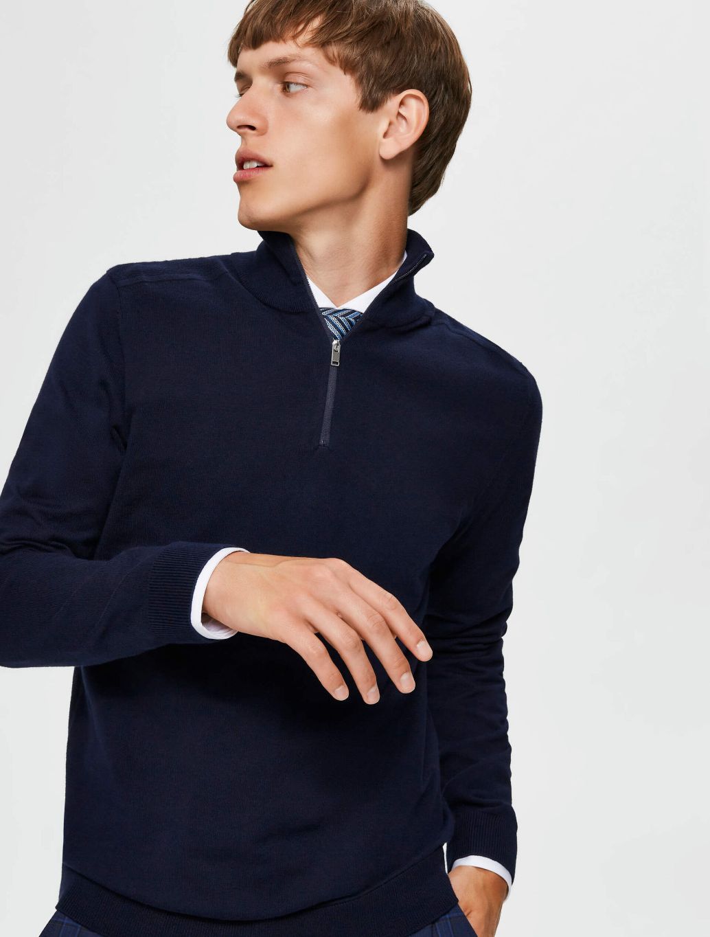 Selected - Berg Zip Knit - Navy