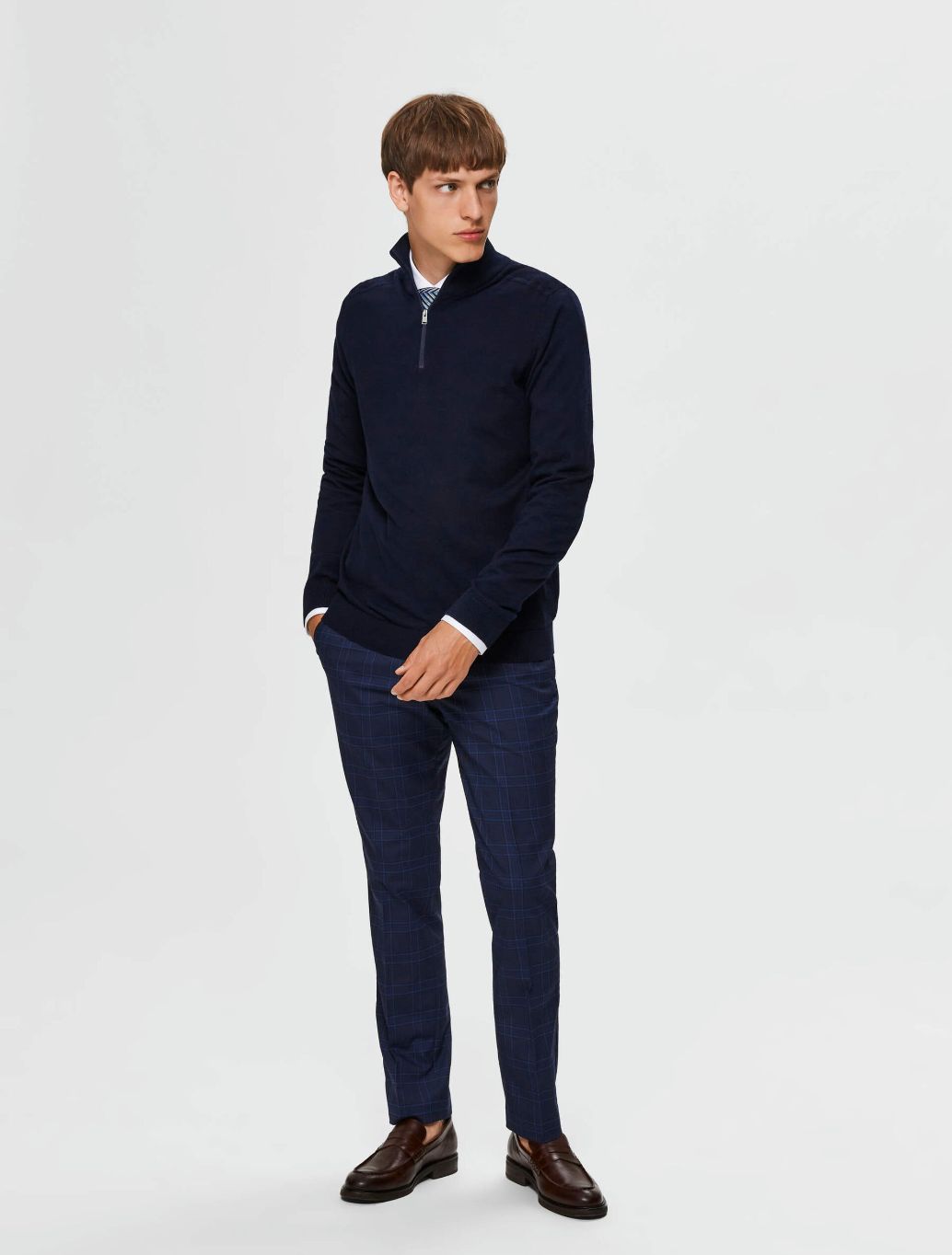 Selected - Berg Zip Knit - Navy
