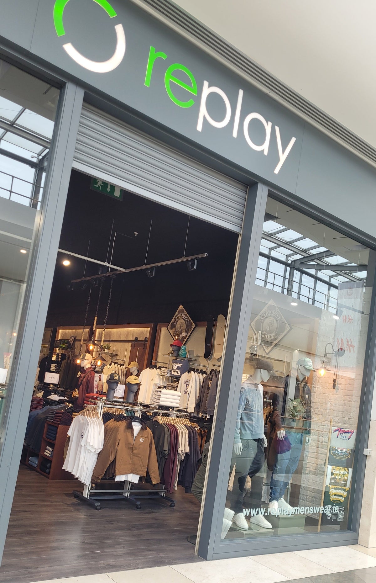 Replay Menswear store in Whitewater Shopping Centre, Newbridge