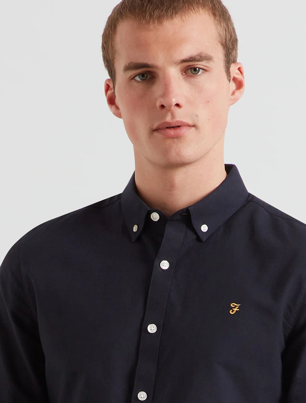 Farah Brewer Slim Fit Organic Cotton Oxford Shirt in Navy