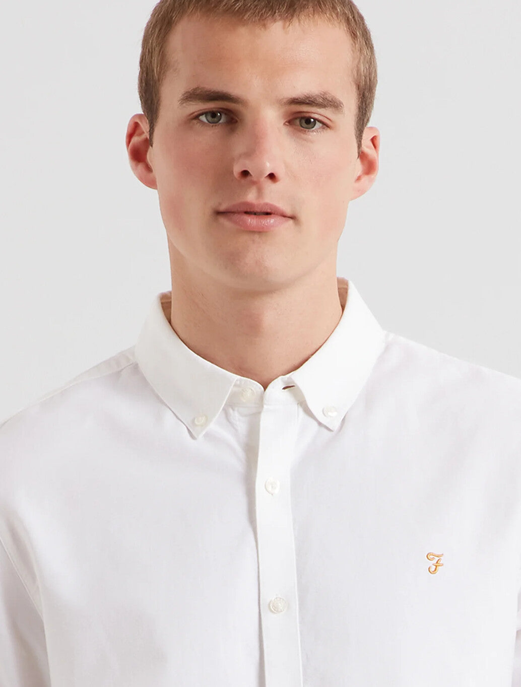 Farah Brewer Slim Fit Organic Cotton Oxford Shirt in White
