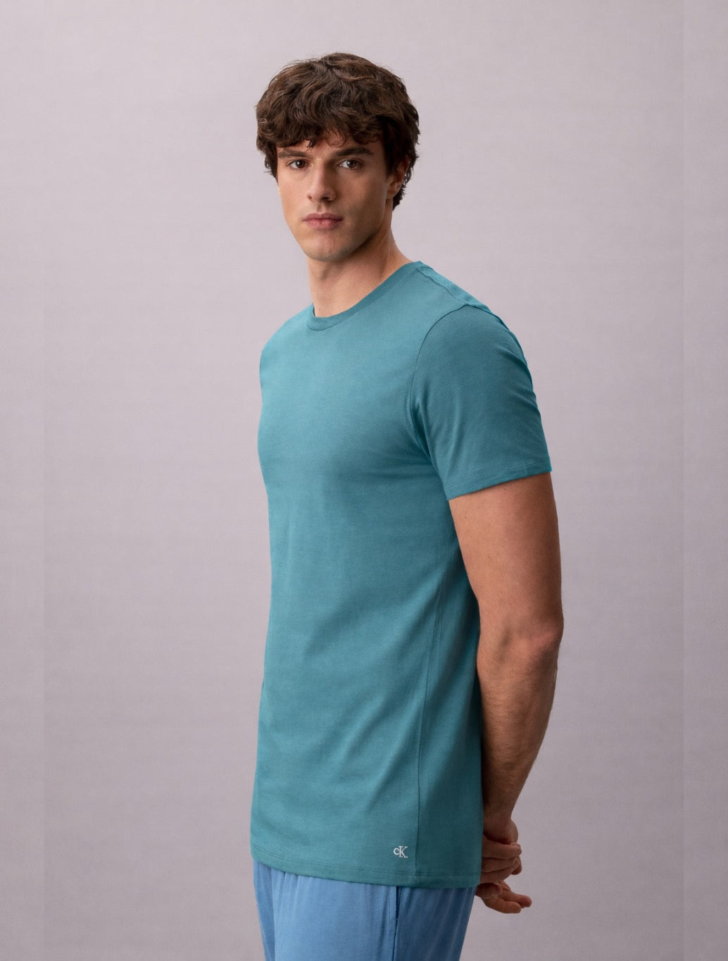 Calvin Klein 3 Pack T-Shirt in Mix (Off White/Teal/Navy)