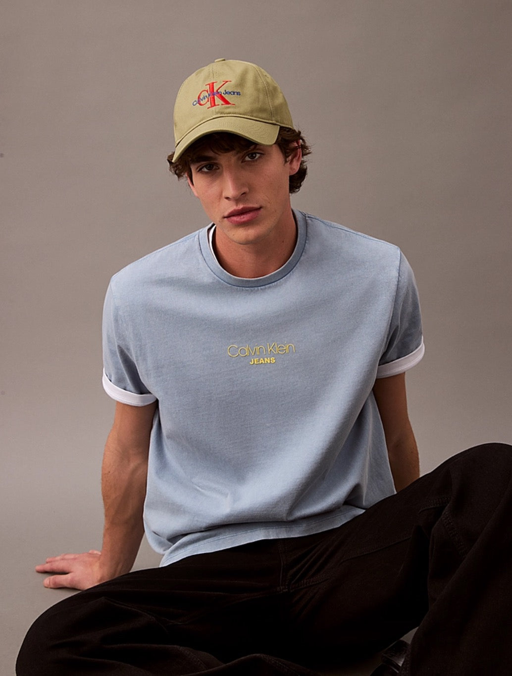 Calvin Klein - Acid Wash Logo T-Shirt - Denim Light Blue