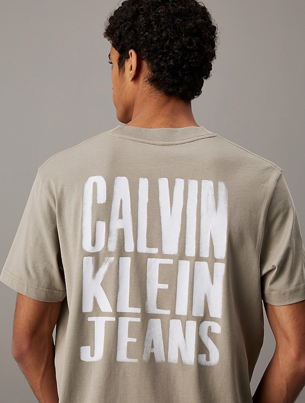 Calvin Klein - Painted Back Print T-Shirt - Sand