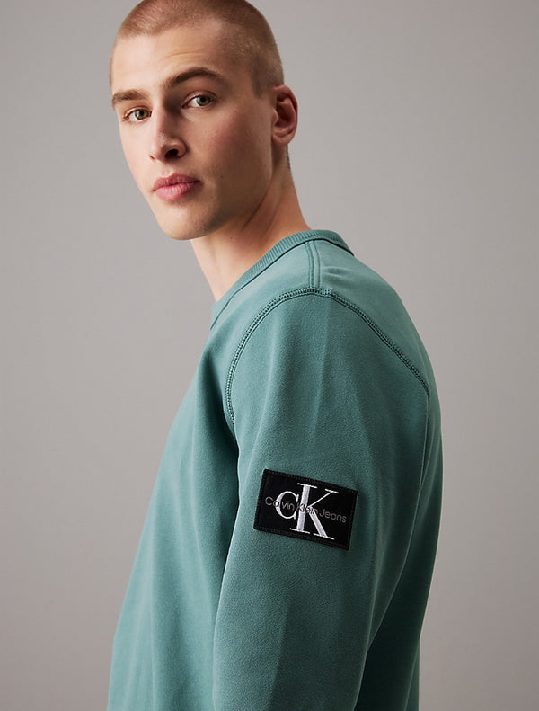 Calvin Klein - Cotton Terry Badge Sweatshirt - Light Green