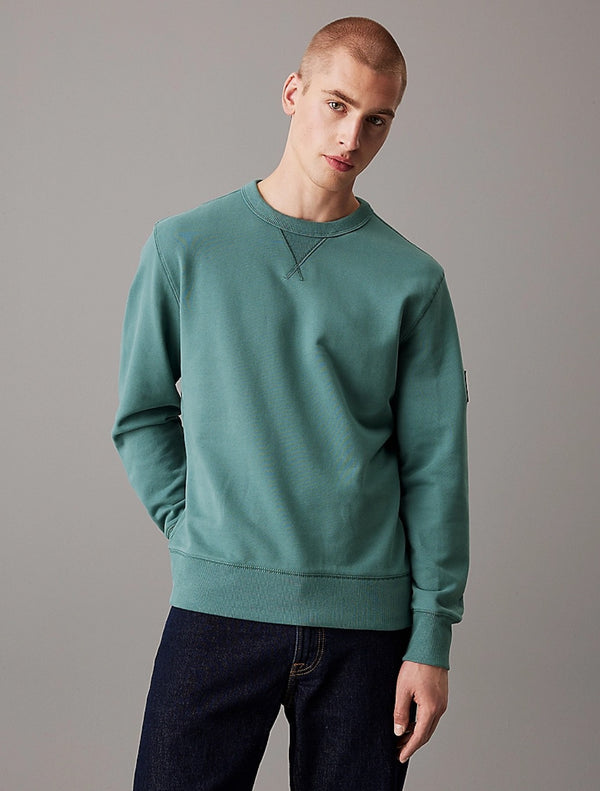 Calvin Klein - Cotton Terry Badge Sweatshirt - Light Green