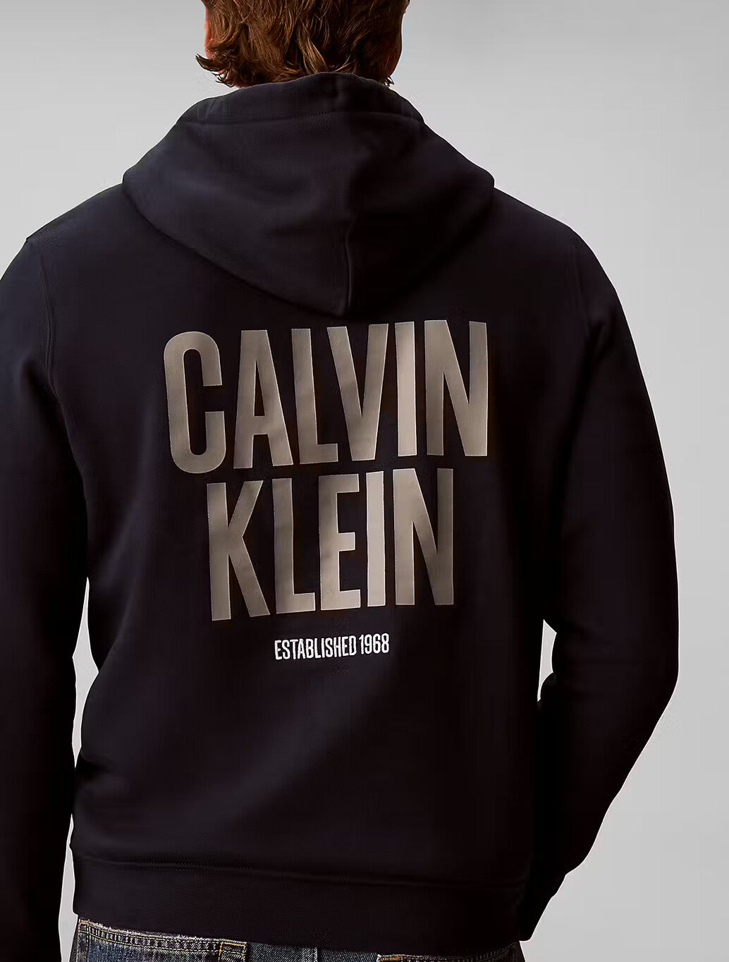 Calvin Klein Bold Logo Fleece Hoody in Dark Sapphire