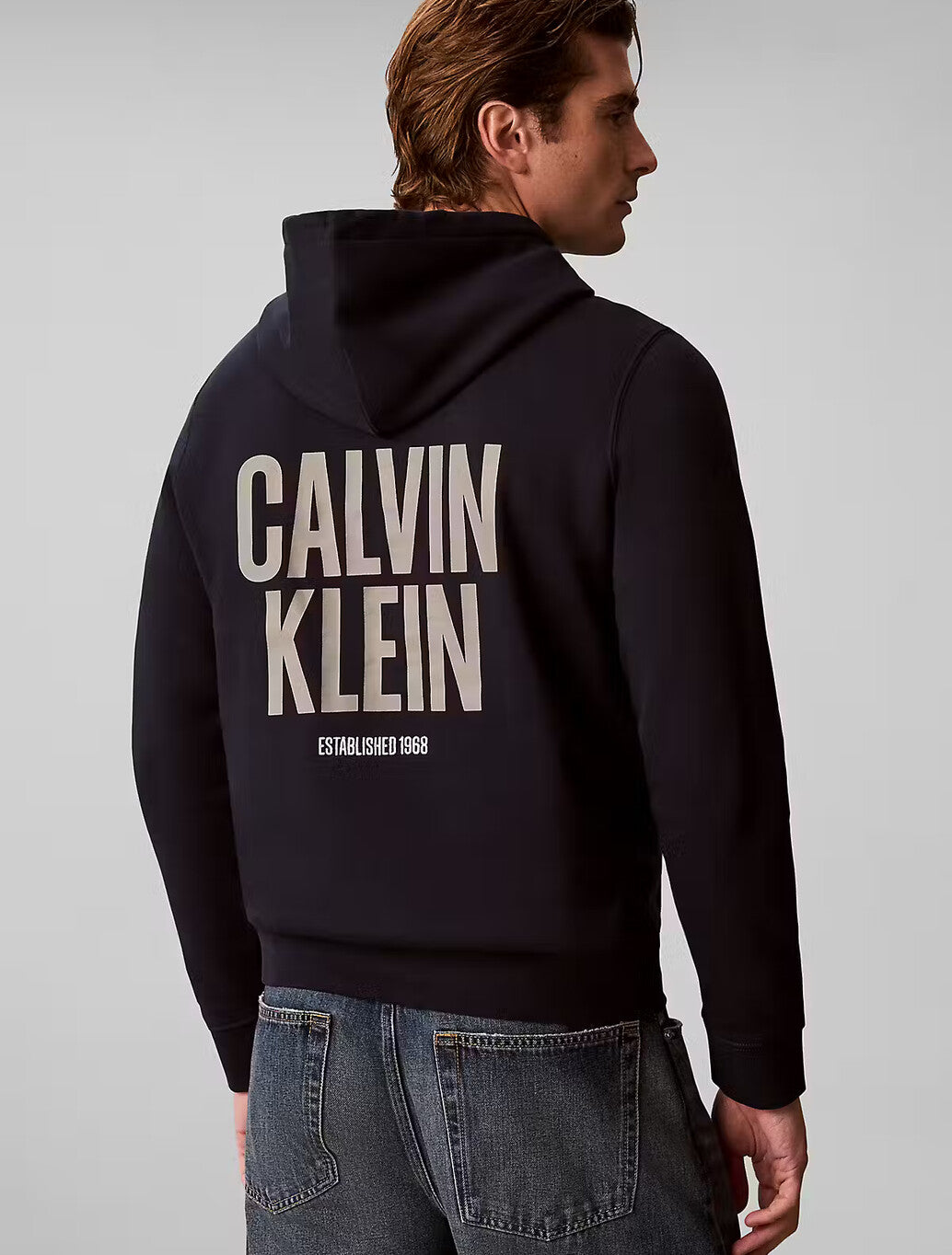 Calvin Klein Bold Logo Fleece Hoody in Dark Sapphire