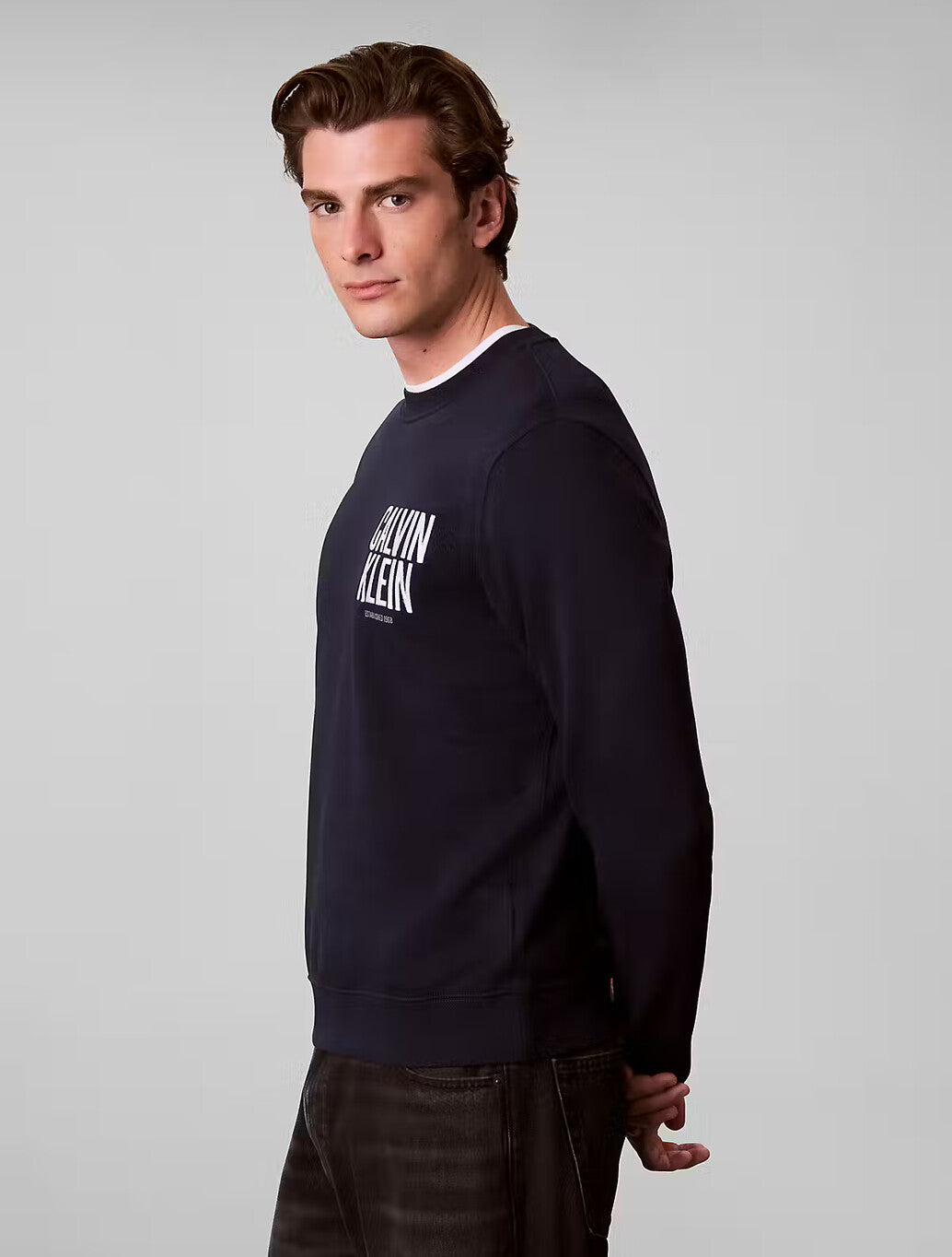 Calvin Klein Bold Logo Crew Neck Sweatshirt in Dark Sapphire