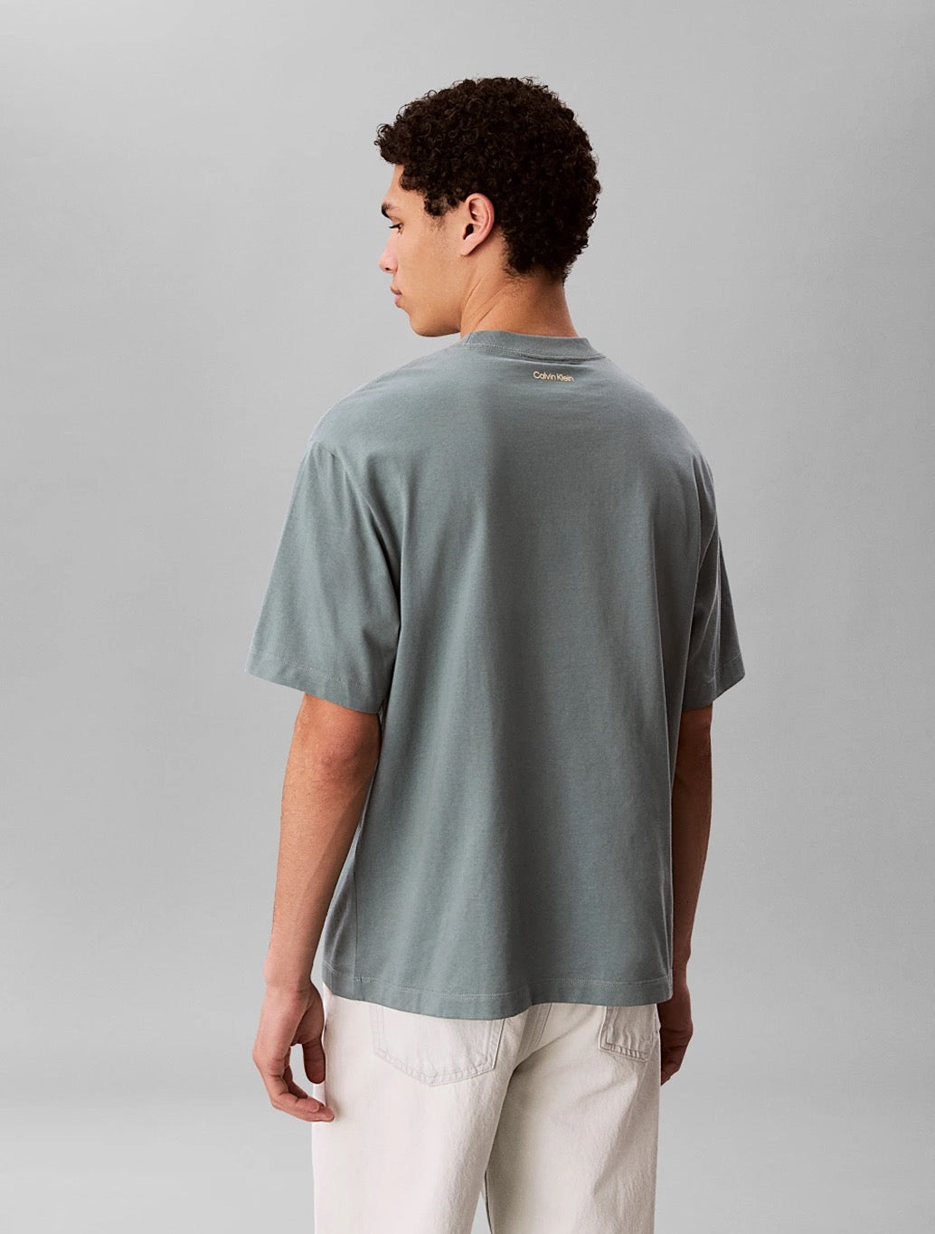 Calvin Klein Chest Print T-Shirt in Pale Blue