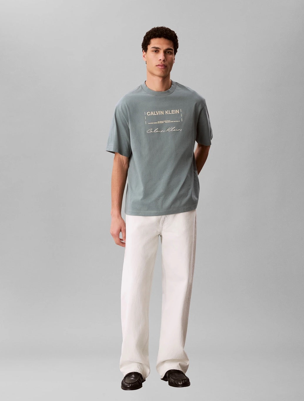 Calvin Klein Chest Print T-Shirt in Pale Blue