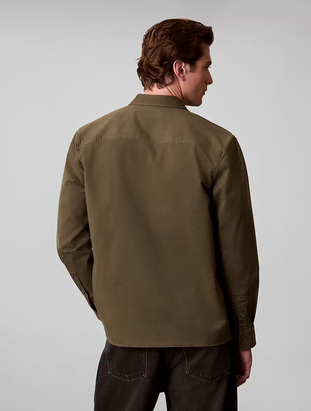Calvin Klein Comfort Cotton Utility Overshirt in Olive Night