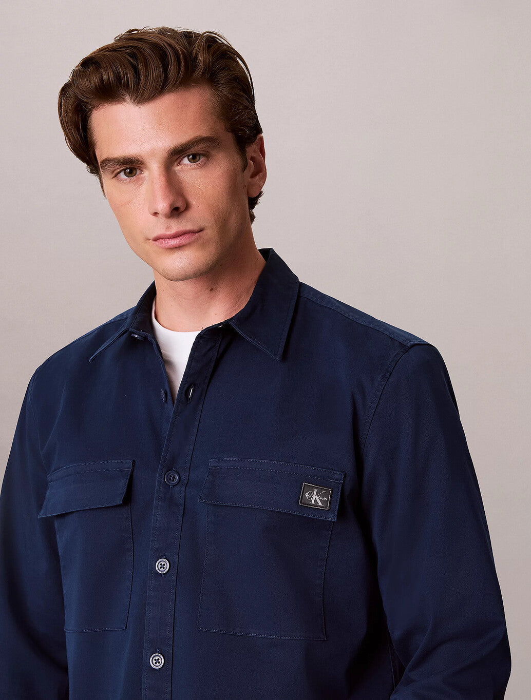Calvin Klein Comfort Cotton Utility Overshirt in Pageant Blue