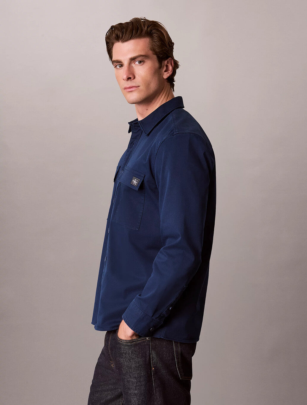 Calvin Klein Comfort Cotton Utility Overshirt in Pageant Blue