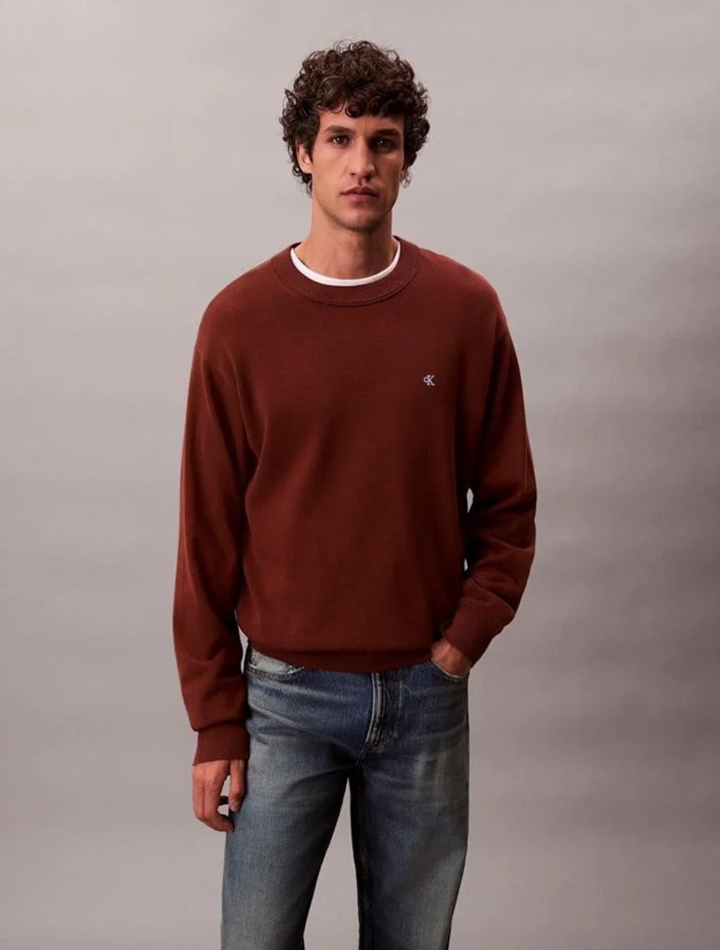 Calvin Klein - Relaxed Cotton Monogram Jumper - Mahogany