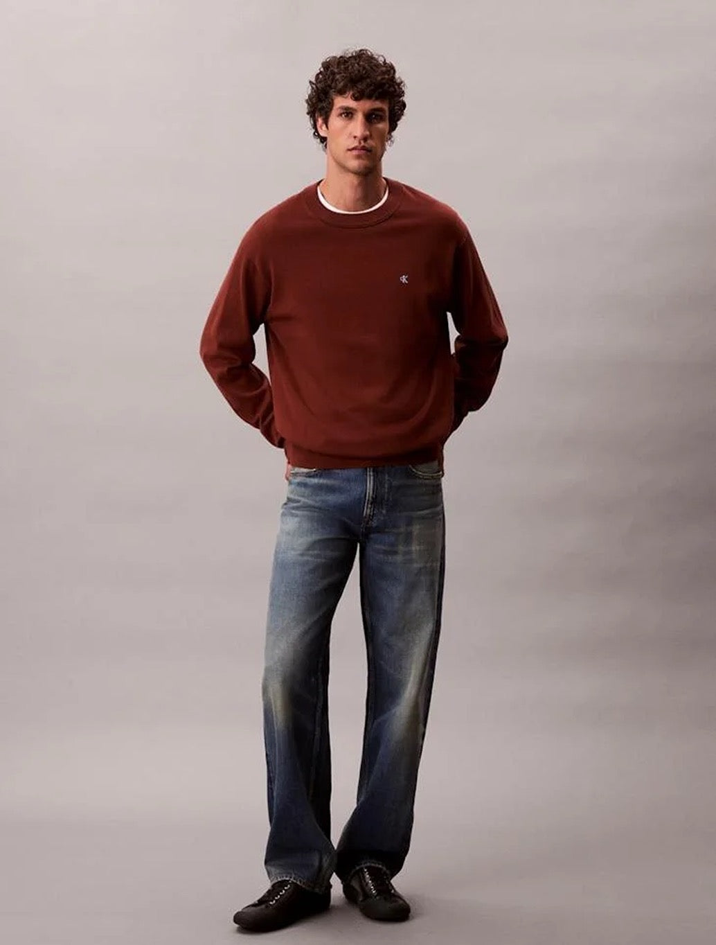 Calvin Klein - Relaxed Cotton Monogram Jumper - Mahogany