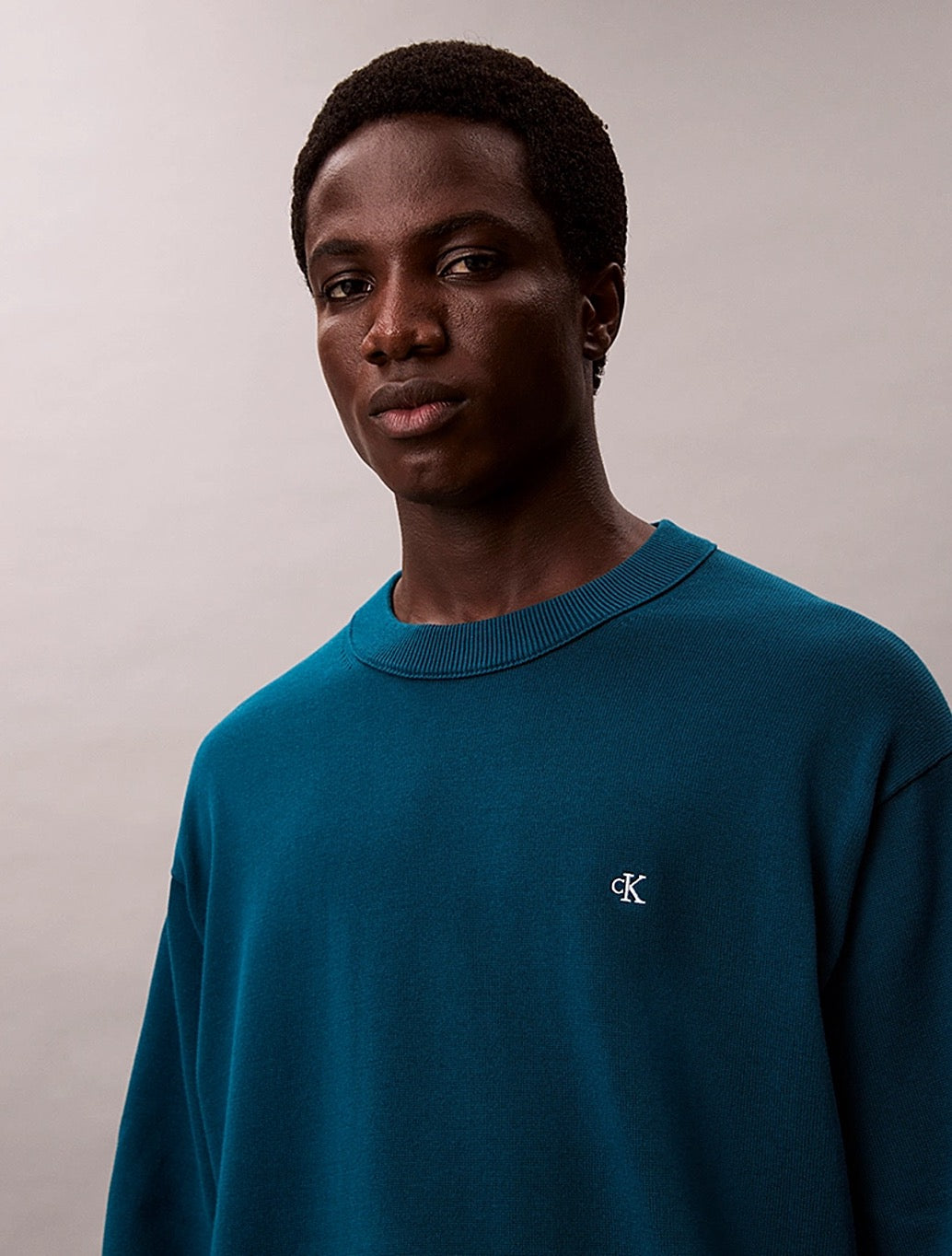 Calvin Klein - Relaxed Cotton Monogram Jumper - Denim Blue