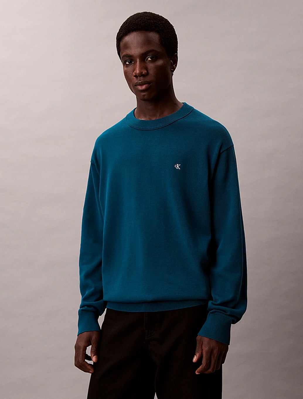 Calvin Klein - Relaxed Cotton Monogram Jumper - Denim Blue