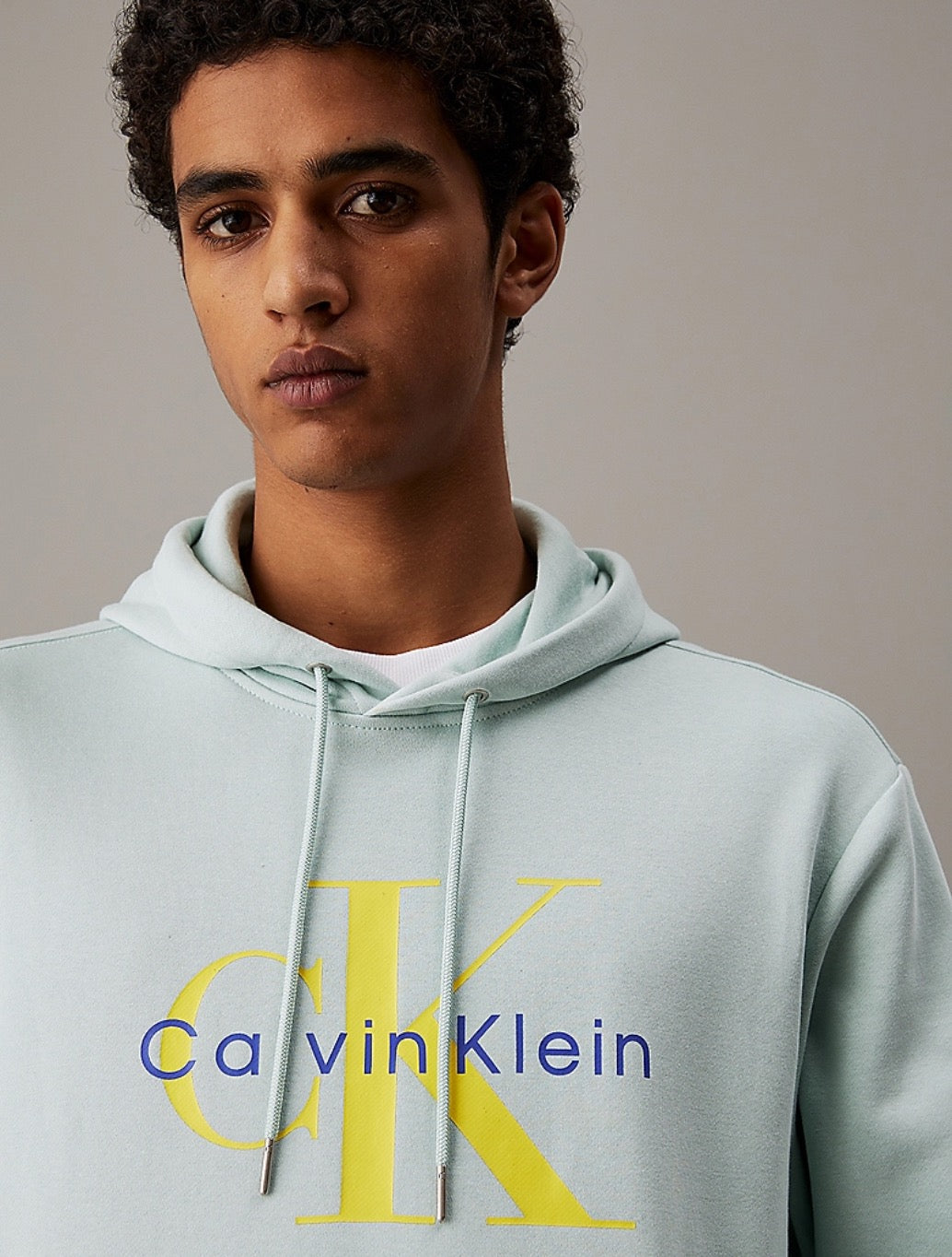 Calvin Klein - Cotton Fleece Monogram Hoodie - Light Green