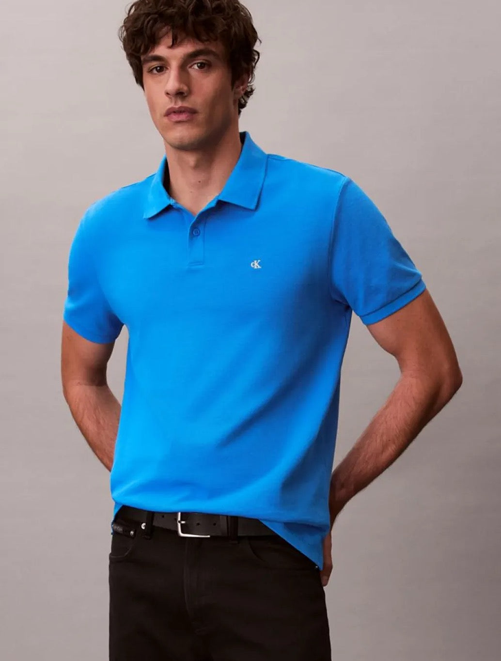 Calvin Klein Cotton Pique Classic Polo Shirt in Blue