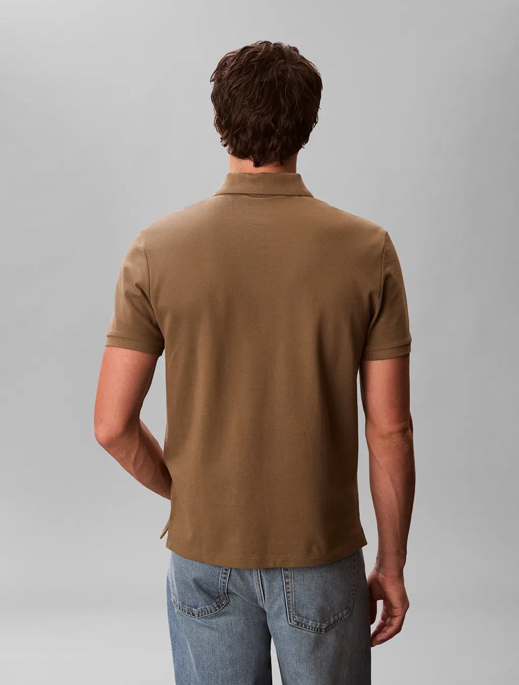 Calvin Klein Cotton Pique Classic Polo Shirt in Brown