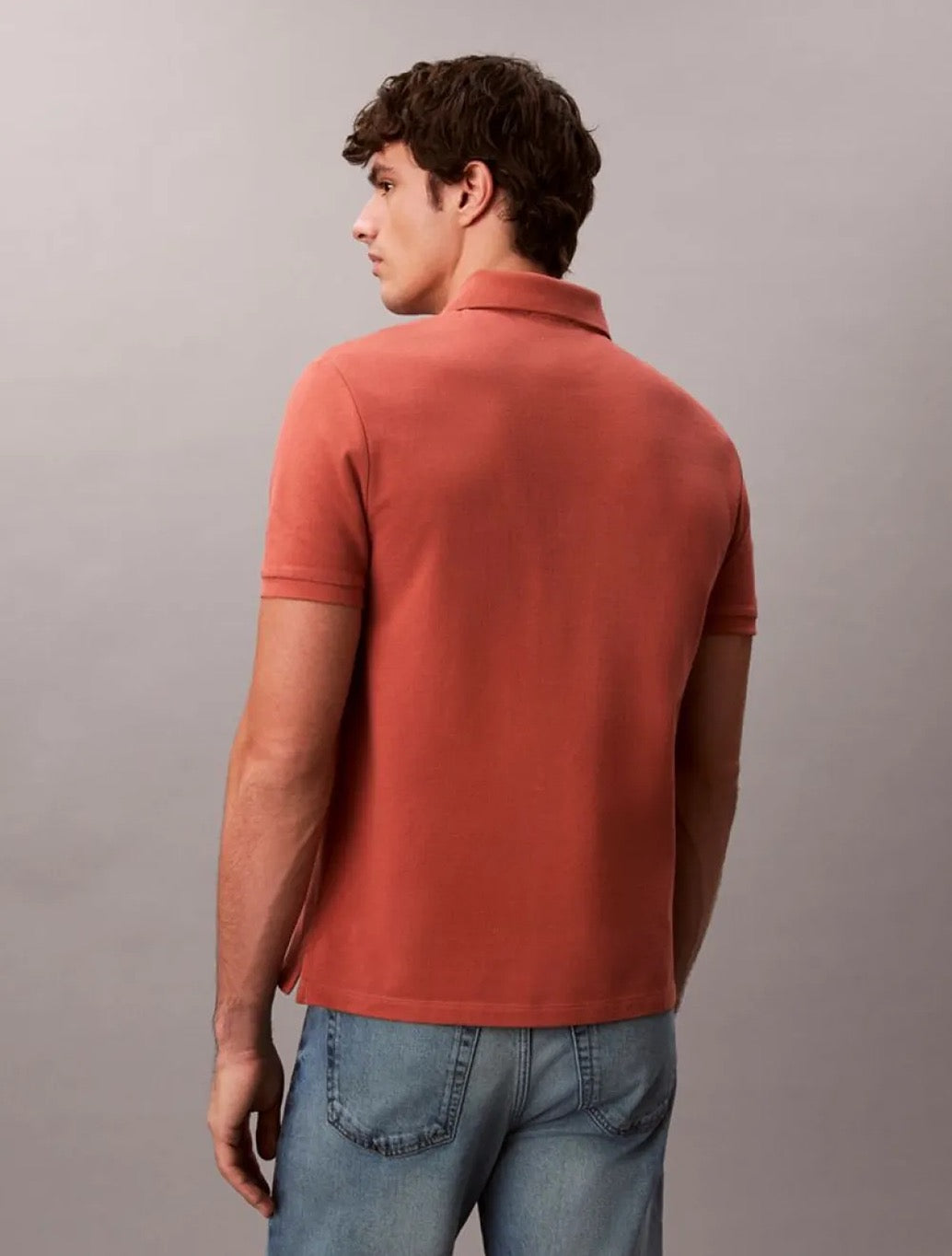 Calvin Klein Cotton Pique Classic Polo Shirt in Burnt Orange