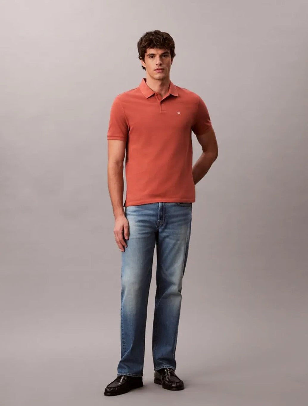 Calvin Klein Cotton Pique Classic Polo Shirt in Burnt Orange