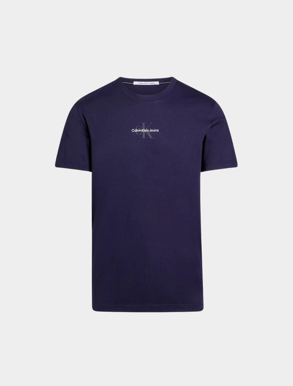 Calvin Klein - Cotton Small Monogram Logo T-Shirt - Navy