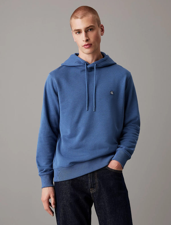 Calvin Klein - Cotton Terry Badge Hoodie - Denim Blue