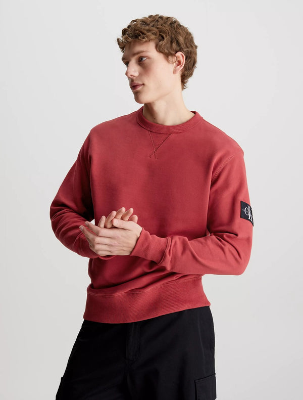 Calvin Klein - Cotton Terry Badge Sweatshirt - Red