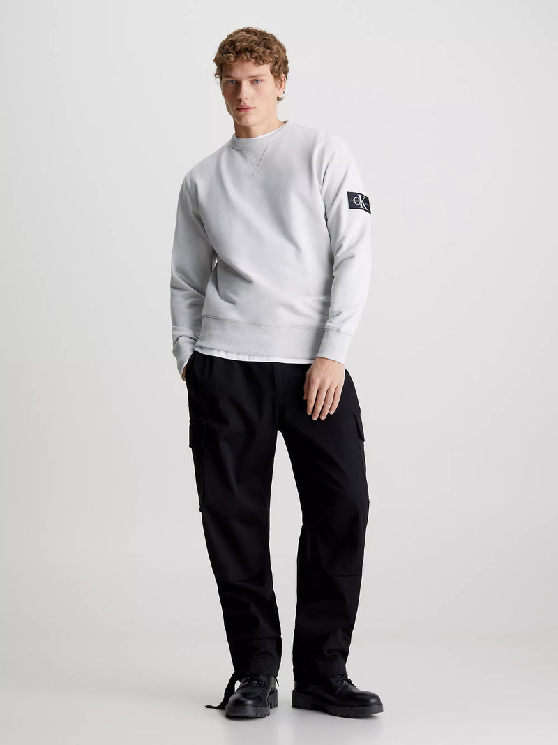 Calvin Klein - Cotton Terry Badge Sweatshirt - Sliver